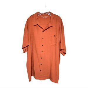 Caribbean Silk Blend Mens Shirt 3X Button-Up Short Sleeve Orange